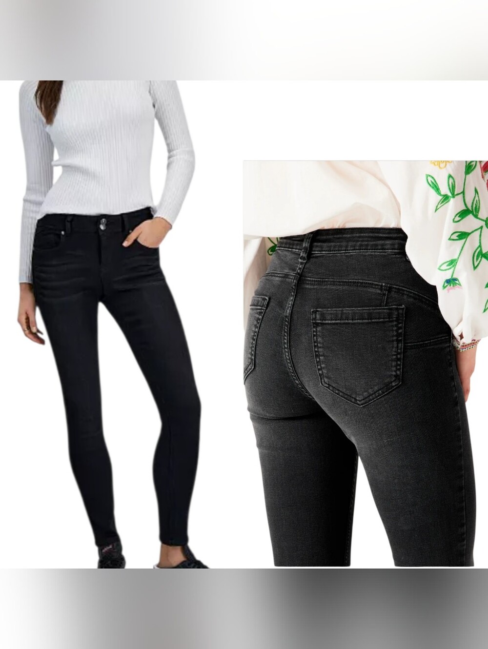 Women's Black High-Rise Skinny Jeans - Sleek Stretch Denim
